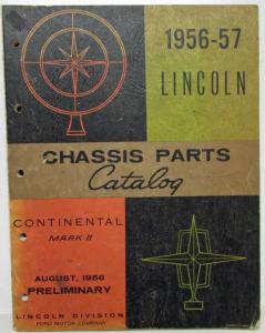 1956-1957 Lincoln Chassis Parts Price List Book Catalog Continental Mark II