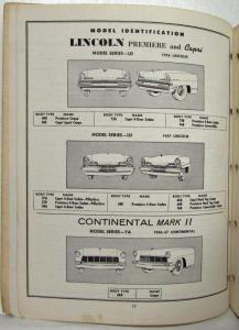 1956-1957 Lincoln Chassis Parts Price List Book Catalog Continental Mark II