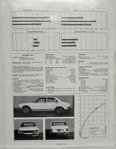 1969 Peugeot 504 Car and Driver Magazine Road Test Article Reprint