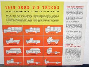 1939 Ford V8 Commercial Cars Panel Truck Pickup Stake Sedan Sales Brochure 10/38