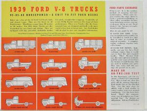 1939 Ford V8 Commercial Cars Panel Truck Pickup Stake Sedan Sales Brochure 4/39