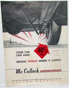 Mid 1950s Paxton McCulloch Supercharger Sales Brochure Ford Chevy Dodge Mercury