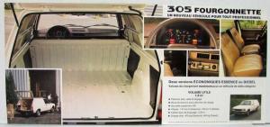 1981 Peugeot 305 Fourgonnette Van Sales Brochure - French Text