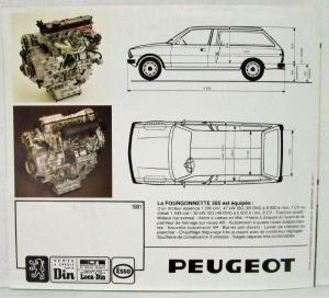 1981 Peugeot 305 Fourgonnette Van Sales Brochure - French Text