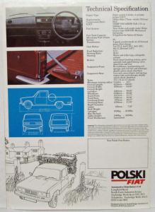 1980 Polski Fiat Pick-up Truck Sales Brochure - UK Market