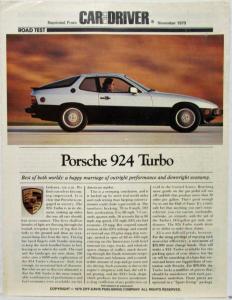 1979-1980 Porsche 924 Turbo Car and Driver Magazine Road Test Article Reprint