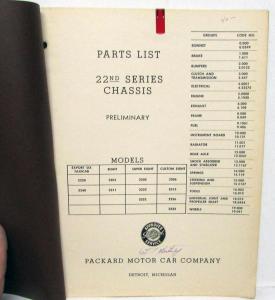 1948 Packard 22nd Series Chassis Parts List Book Super Custom Eight Export Six