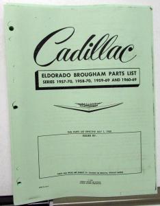 1957 1958 1959 1960 Cadillac Eldorado Brougham Dealer Parts List Book Repro