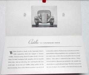 1934 Cadillac V8 5 Passenger Sedan Dealer Sales Folder Original