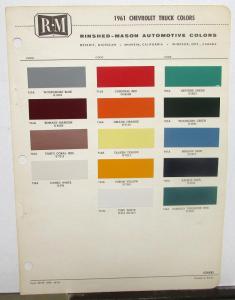 1961 Chevrolet Truck Paint Chips By RM Chevy GM Original