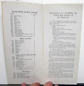 1913-1915 Ford Model T Starting Lighting Owners Instruction Manual Install Care