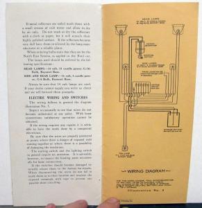 1913-1915 Ford Model T Starting Lighting Owners Instruction Manual Install Care