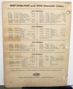 1951 Chevrolet Color Paint Chips Automotive Finishes Leaflets