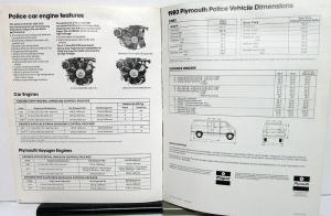 1980 Plymouth Police Vehicles Sales Brochure Gran Fury Volare