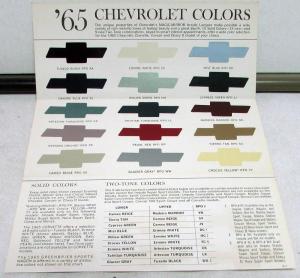 1965 Chevrolet Dealer Sales Brochure Paint Chips Color Options Corvette Chevelle