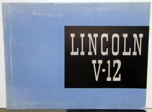 1939 Lincoln V12 Brougham Berline Limo Sedan Coupe Sales Brochure W/Envelope