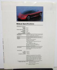 1985 Buick Wildcat Concept Car Brochure Dream Car Handout Folder