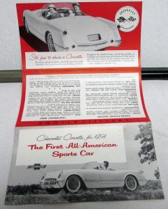 1954 Chevrolet Corvette Original Sales Brochure Folder Red Print