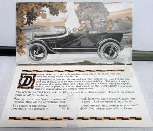 1916 Paterson Model 6-42 Dealer Brochure Mailer Ultimate Six Features Specs Orig