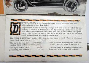 1916 Paterson Model 6-42 Dealer Brochure Mailer Ultimate Six Features Specs Orig