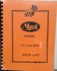 1940 1941 Mack Truck Model FN Chassis Parts List Reproduction Manual