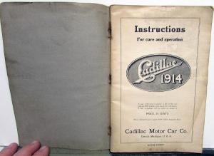 1914 Cadillac Owners Manual Care and Operation Original 14 All Models Service