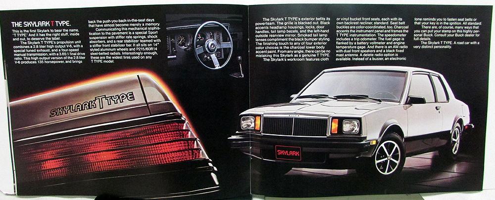 1983 Buick T Types Dealer Sales Brochure Skyhawk Skylark Century Regal ...