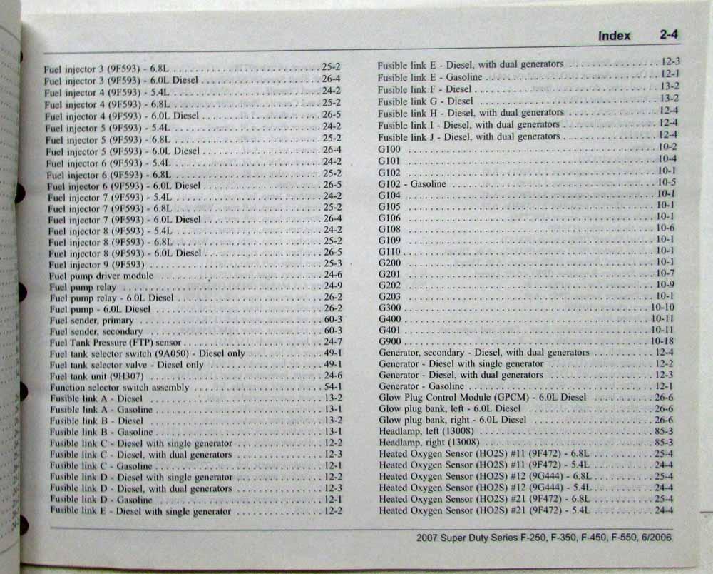 2007 Ford F-250 350 450 550 Super Duty Pickup Electrical Wiring