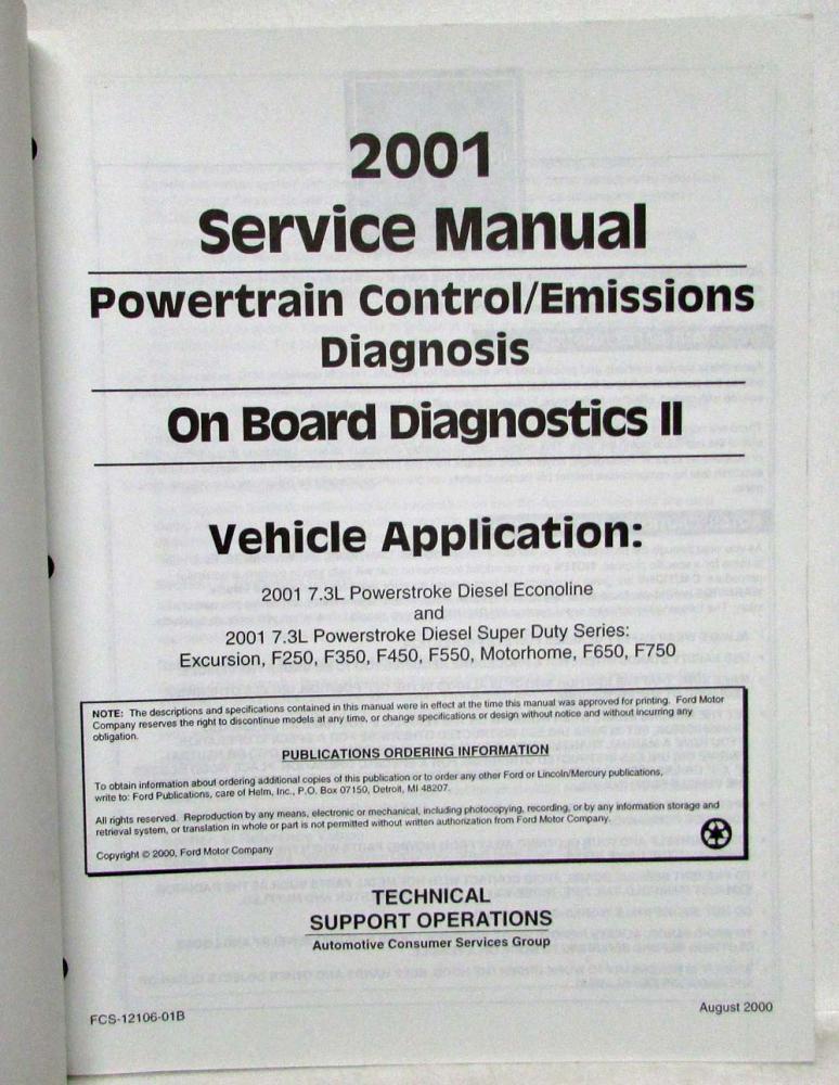 2002 Ford cheapest 7.3L POWERSTROKE DIESEL Powertrain Control Emission Service Manual NEW