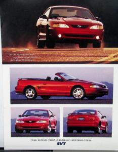 1997 Ford Mustang Cobra SVT Data Sheet Glossy Cardstock Original