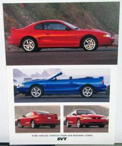 1998 Ford Mustang Cobra SVT Data Sheet Glossy Cardstock Original