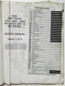 2005 Dodge Ram Truck 1500 2500 3500 Service Shop Manual 4 Vol Set SRT10 & Diesel