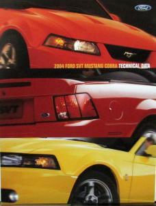 2004 Ford SVT Mustang Cobra Data Sheet Specifications Cardstock Original