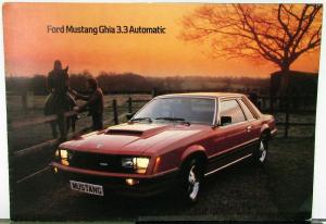 1977 1978 Mustang Ghia 3.3 Automatic by Ford UK Market Sales Folder Original