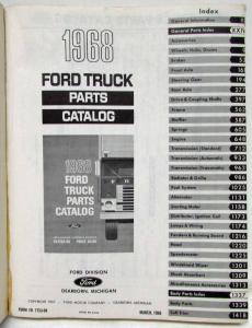 1968 Ford Truck Parts and Accessories List Catalog H-100 F-250 F-350 C-8000