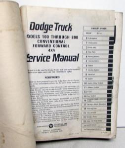 1966 Dodge Truck Models 100-800 Conventional 4x4 Forward Control Service Manual