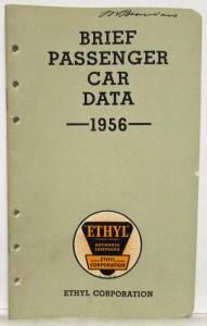 1956 Ethyl Corporation Brief Passenger Car Data Booklet Imperial Packard Rambler