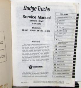 1976 Dodge Motor Home Chassis Service Shop Repair Manual RV