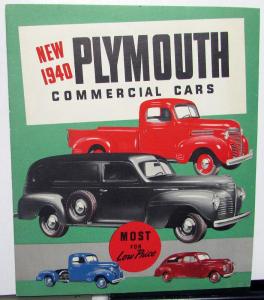 1940 Plymouth Dealer Brochure Commercial Cars Pickup Panel Truck Sedan Delivery