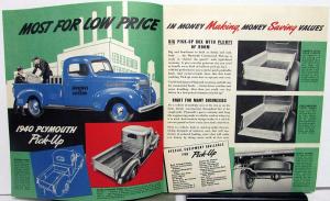 1940 Plymouth Dealer Brochure Commercial Cars Pickup Panel Truck Sedan Delivery