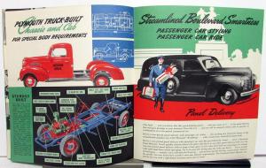 1940 Plymouth Dealer Brochure Commercial Cars Pickup Panel Truck Sedan Delivery