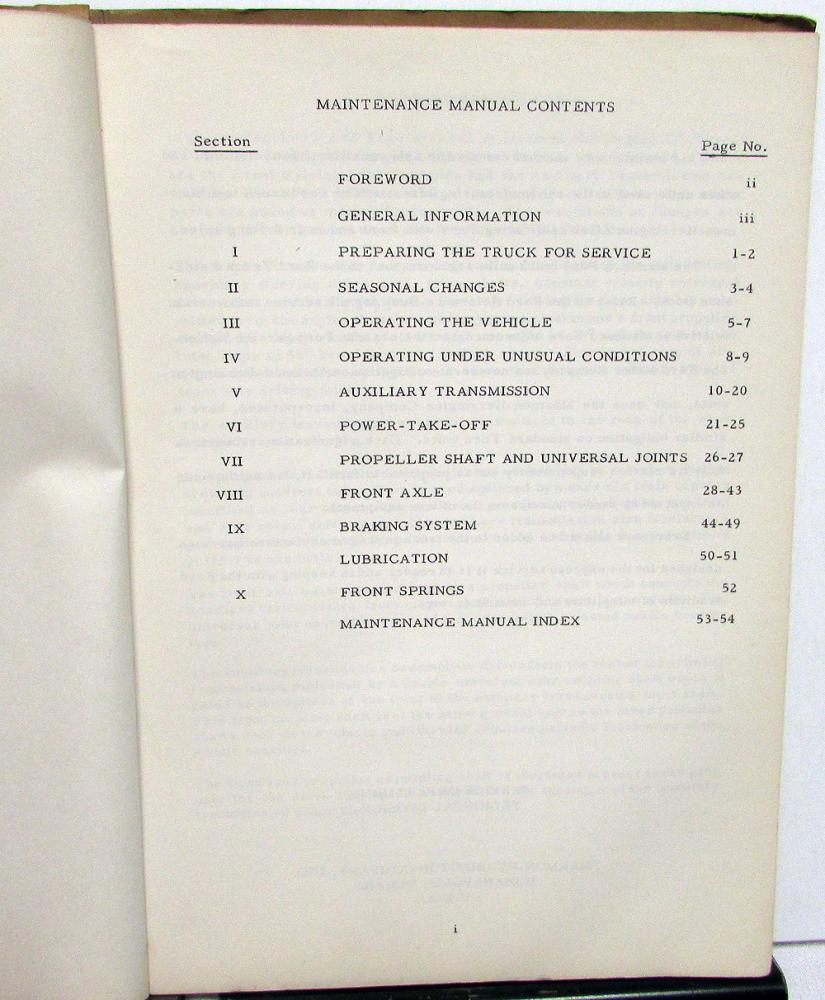 1953 1954 Marmon Herrington Service Manual & Parts List M904 Ford F900 ...