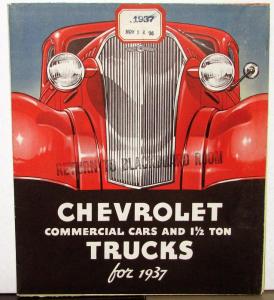 1937 Chevrolet Commercial Cars and 1 1/2 Ton Trucks ORIGINAL Sales Brochure