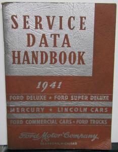1941 Ford Lincoln Mercury Cars & Trucks Service Data Handbook Garage Gas Station