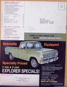 1971 Ford Pickup Truck F Series Sales Brochure Mailer Comparison to Chevy C10