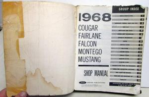 1968 Ford Mercury Shop Service Manual Mustang Cougar Fairlane Falcon Montego