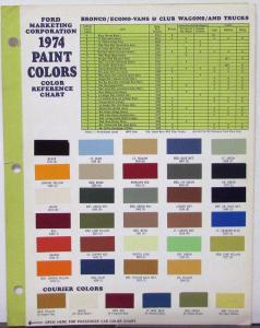 1974 Ford Car & Truck Paint Chip Colors Reference Chart DEALER ONLY ITEM