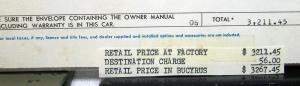 1967 Plymouth Satellite Dealer Window Sticker 2 Door Hardtop MSRP Price Orig