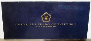 1989 Chrysler TC Turbo Convertible By Maserati Dealer Sales Brochure Original