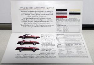 1989 Chrysler TC Turbo Convertible By Maserati Dealer Sales Brochure Original